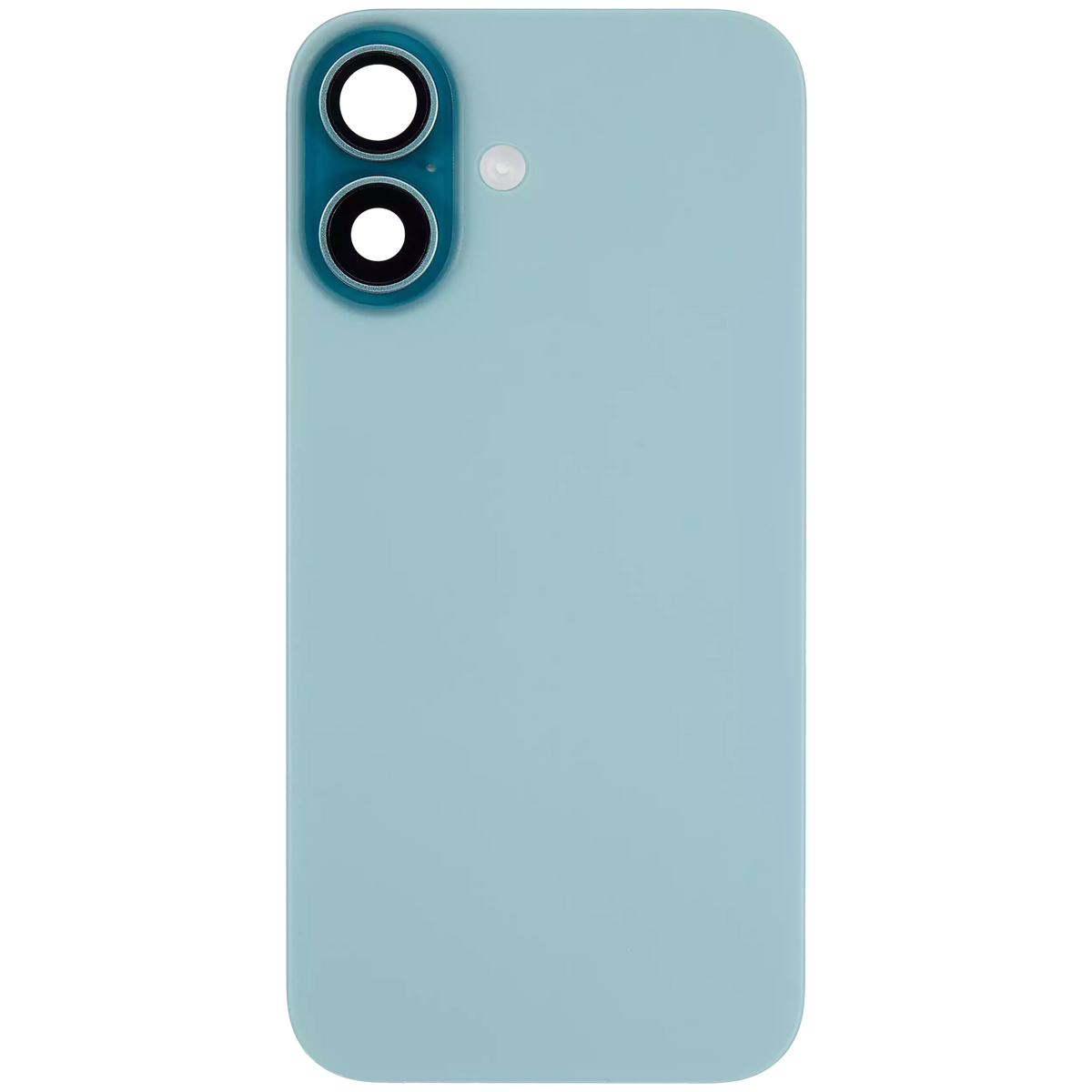 Back Glass With Steel Plate With Wireless NFC Charging MagSafe Magnet & Flashlight Flex Compatible For iPhone 16 (Used OEM Pull: Grade A) (Teal)