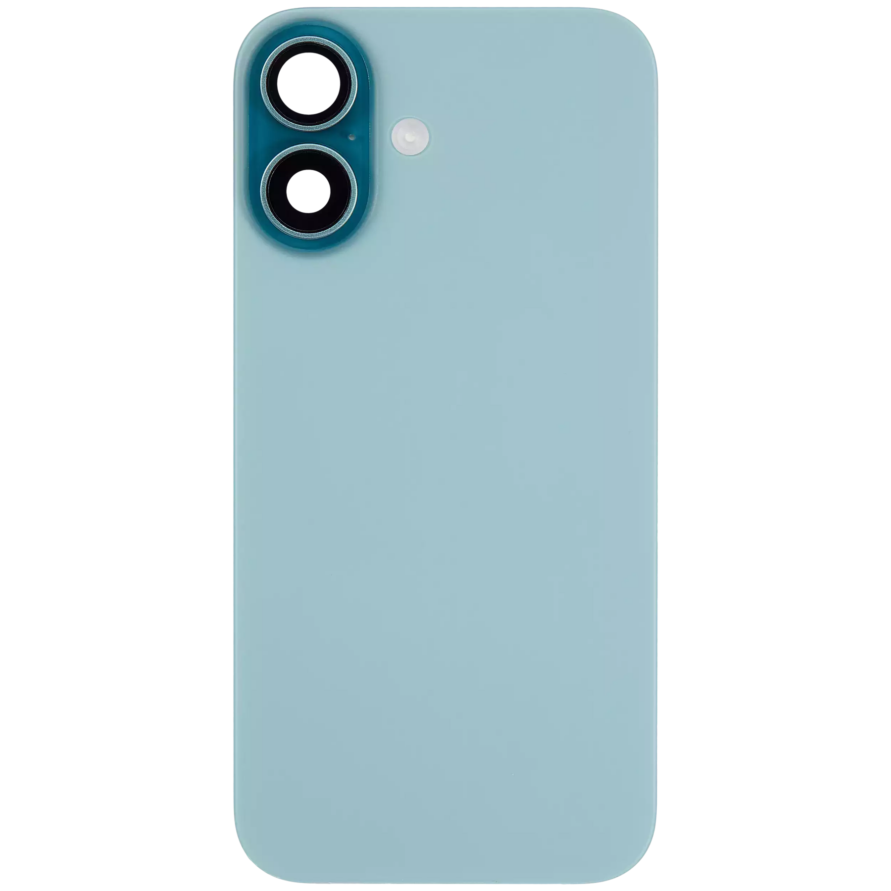 Back Glass With Steel Plate With Wireless NFC Charging MagSafe Magnet & Flashlight Flex Compatible For iPhone 16 (Used OEM Pull: Grade A) (Teal)