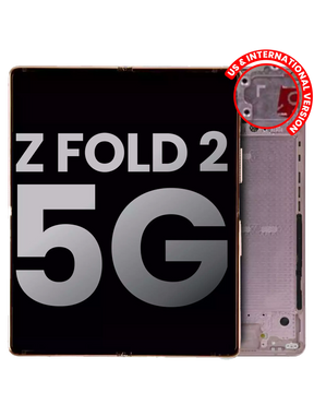 Replacement Inner OLED Assembly With Frame Compatible For Samsung Galaxy Z Fold 2 5G (Used OEM Pull: Grade B/C) (US & International) (Mystic Bronze)