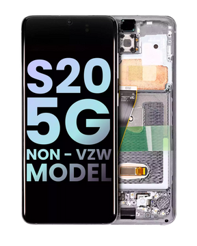 Replacement OLED Assembly With Frame Compatible For Samsung Galaxy S20 5G (Non-Verizon 5G UW Frame) (Service Pack) (Cloud White)