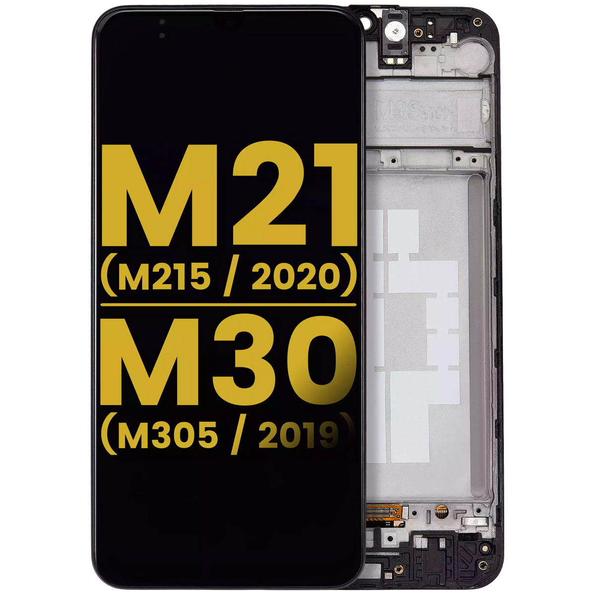 OLED Assembly With Frame Compatible For Samsung Galaxy M21 (M215 / 2020) / M30 (M305 / 2019) (Refurbished) (Black)