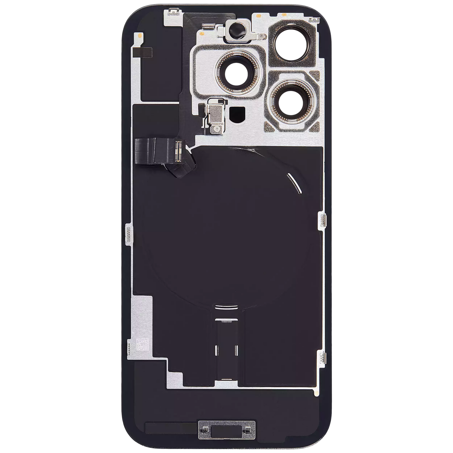 Back Glass With Steel Plate With Wireless NFC Charging MagSafe Magnet & Flashlight Flex Compatible For iPhone 16 Pro (Used OEM Pull: Grade A) (Black Titanium)