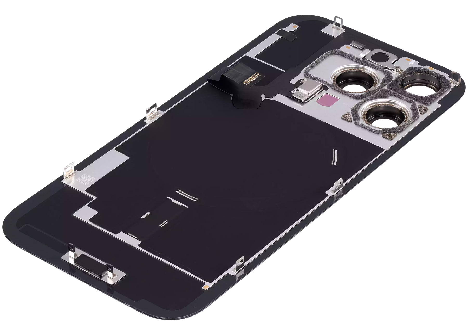 Back Glass With Steel Plate With Wireless NFC Charging MagSafe Magnet & Flashlight Flex Compatible For iPhone 16 Pro (Used OEM Pull: Grade A) (Black Titanium)