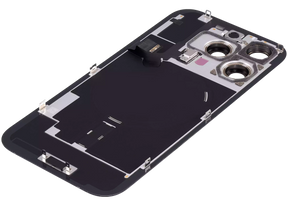 Back Glass With Steel Plate With Wireless NFC Charging MagSafe Magnet & Flashlight Flex Compatible For iPhone 16 Pro (Used OEM Pull: Grade A) (Black Titanium)