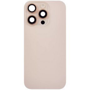 Back Glass With Steel Plate With Wireless NFC Charging MagSafe Magnet & Flashlight Flex Compatible For iPhone 16 Pro (Used OEM Pull: Grade A) (Desert Titanium)