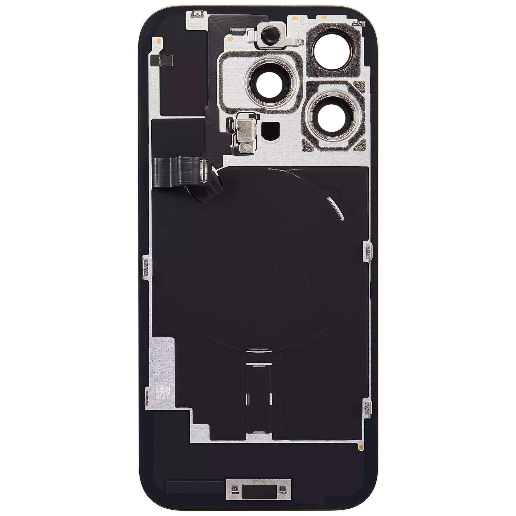 Back Glass With Steel Plate With Wireless NFC Charging MagSafe Magnet & Flashlight Flex Compatible For iPhone 16 Pro (Used OEM Pull: Grade A) (Desert Titanium)