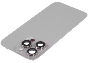 Back Glass With Steel Plate With Wireless NFC Charging MagSafe Magnet & Flashlight Flex Compatible For iPhone 16 Pro (Used OEM Pull: Grade A) (Natural Titanium)