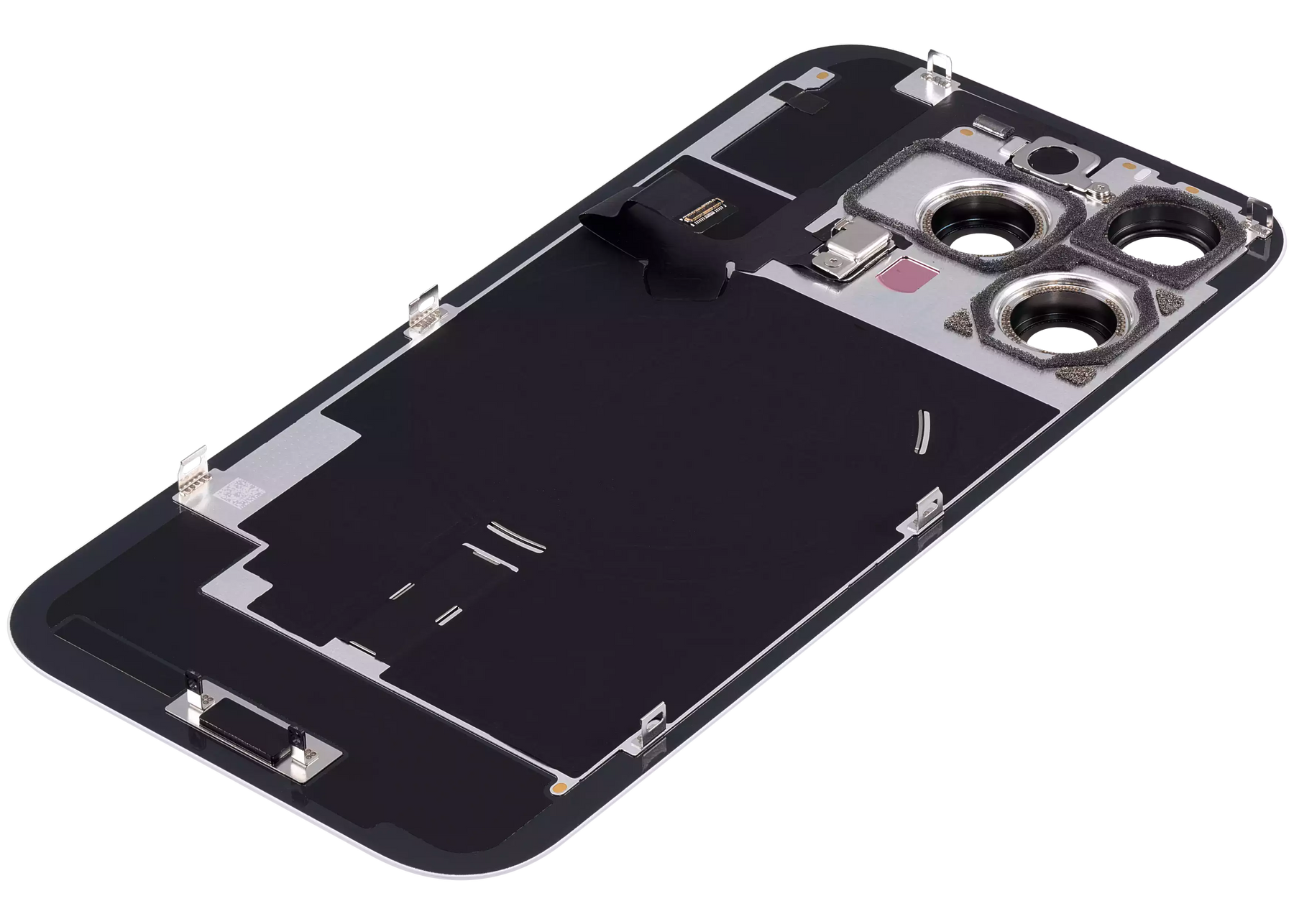 Back Glass With Steel Plate With Wireless NFC Charging MagSafe Magnet & Flashlight Flex Compatible For iPhone 16 Pro (Used OEM Pull: Grade A) (White Titanium)