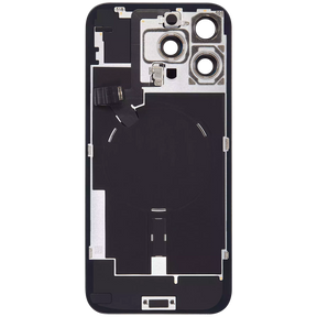 Back Glass With Steel Plate With Wireless NFC Charging MagSafe Magnet & Flashlight Flex Compatible For iPhone 16 Pro Max (Used OEM Pull: Grade A) (Black Titanium)