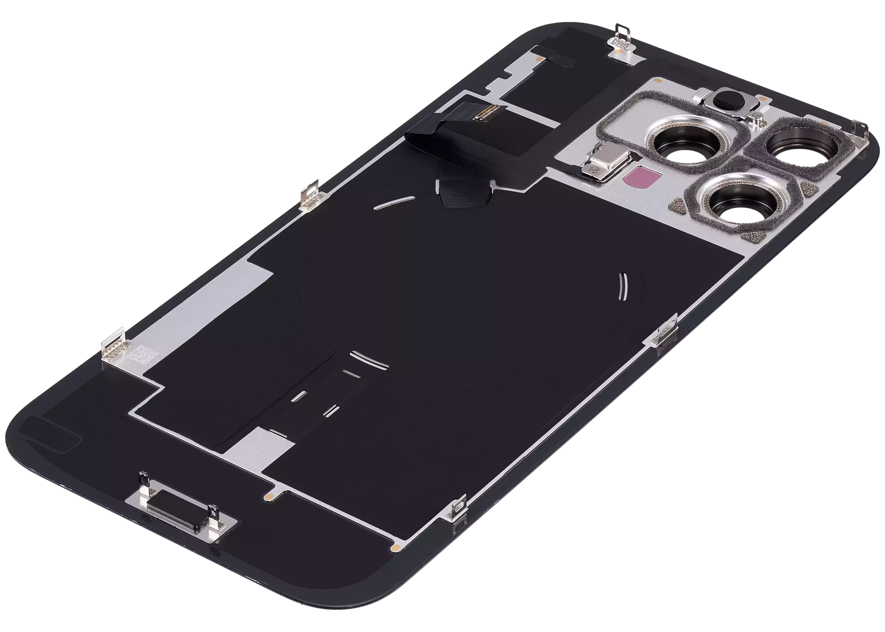 Back Glass With Steel Plate With Wireless NFC Charging MagSafe Magnet & Flashlight Flex Compatible For iPhone 16 Pro Max (Used OEM Pull: Grade A) (Black Titanium)