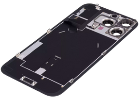 Back Glass With Steel Plate With Wireless NFC Charging MagSafe Magnet & Flashlight Flex Compatible For iPhone 16 Pro Max (Used OEM Pull: Grade A) (Black Titanium)