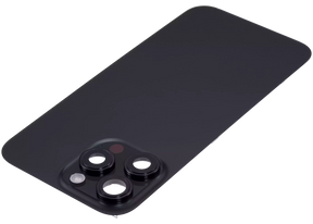 Back Glass With Steel Plate With Wireless NFC Charging MagSafe Magnet & Flashlight Flex Compatible For iPhone 16 Pro Max (Used OEM Pull: Grade A) (Black Titanium)