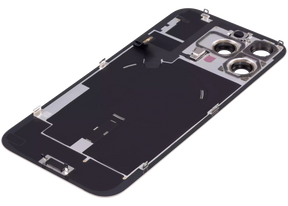 Back Glass With Steel Plate With Wireless NFC Charging MagSafe Magnet & Flashlight Flex Compatible For iPhone 16 Pro Max (Used OEM Pull: Grade A) (Desert Titanium)