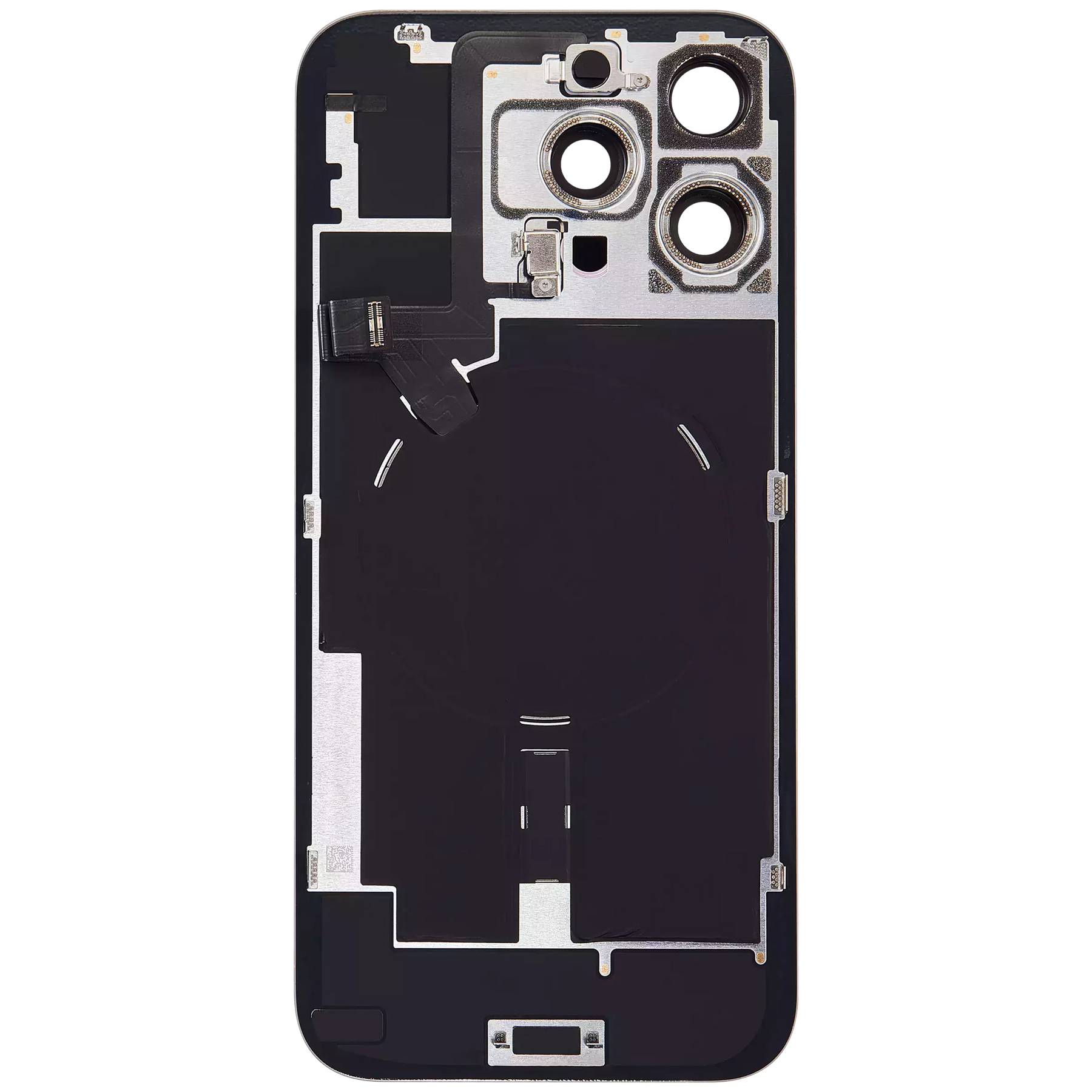 Back Glass With Steel Plate With Wireless NFC Charging MagSafe Magnet & Flashlight Flex Compatible For iPhone 16 Pro Max (Used OEM Pull: Grade A) (Natural Titanium)