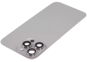 Back Glass With Steel Plate With Wireless NFC Charging MagSafe Magnet & Flashlight Flex Compatible For iPhone 16 Pro Max (Used OEM Pull: Grade A) (Natural Titanium)