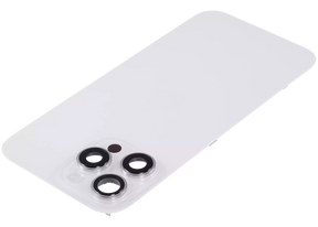 Back Glass With Steel Plate With Wireless NFC Charging MagSafe Magnet & Flashlight Flex Compatible For iPhone 16 Pro Max (Used OEM Pull: Grade A) (White Titanium)