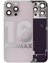 Back Glass With Steel Plate With Wireless NFC Charging MagSafe Magnet & Flashlight Flex Compatible For iPhone 16 Pro Max (Used OEM Pull: Grade A) (Natural Titanium)