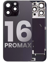 Back Glass With Steel Plate With Wireless NFC Charging MagSafe Magnet & Flashlight Flex Compatible For iPhone 16 Pro Max (Used OEM Pull: Grade A) (Black Titanium)