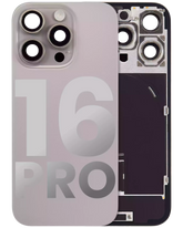 Back Glass With Steel Plate With Wireless NFC Charging MagSafe Magnet & Flashlight Flex Compatible For iPhone 16 Pro (Used OEM Pull: Grade A) (Natural Titanium)