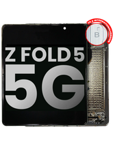 Inner OLED Assembly With Frame Replacement  Compatible For Samsung Galaxy Z Fold 5 5G (US & International) (Used OEM Pull: Grade B/C) (Cream)