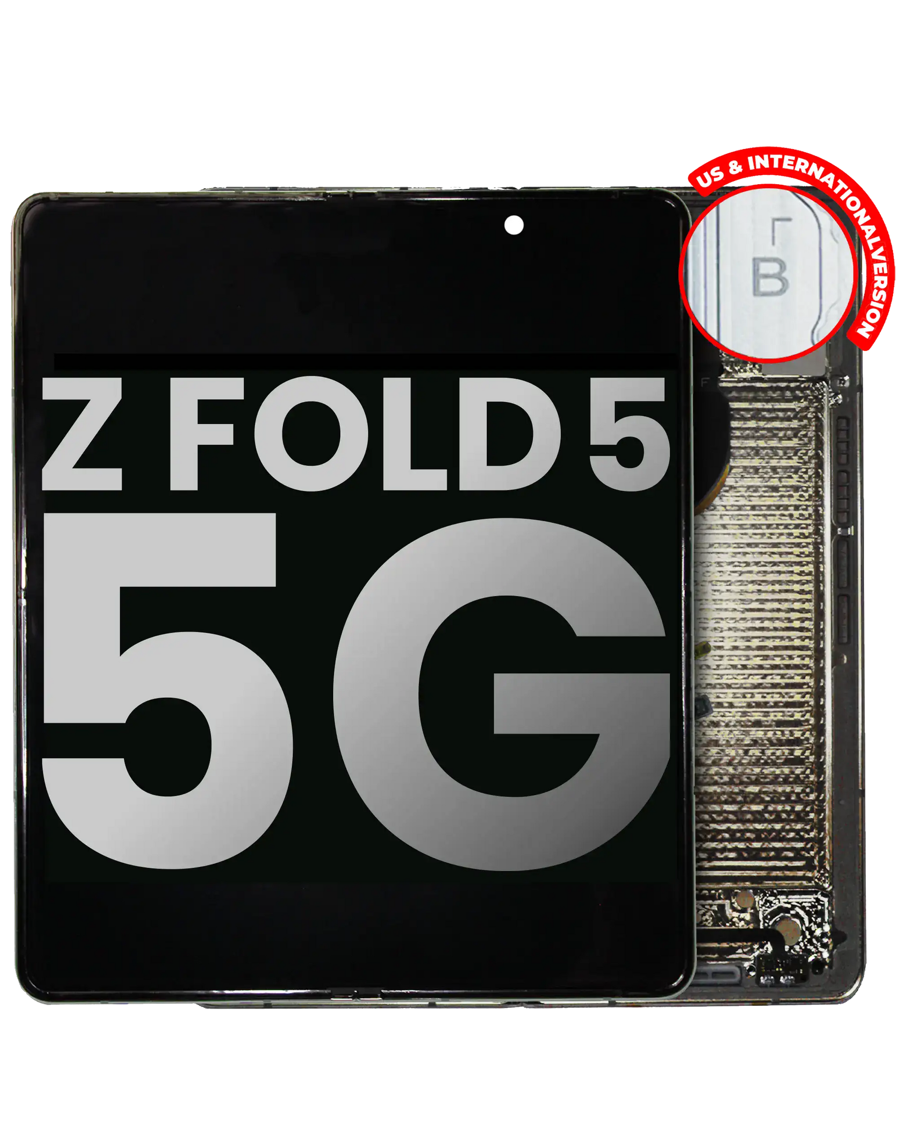 Inner OLED Assembly With Frame Replacement  Compatible For Samsung Galaxy Z Fold 5 5G (US & International) (Used OEM Pull: Grade B/C) (Cream)