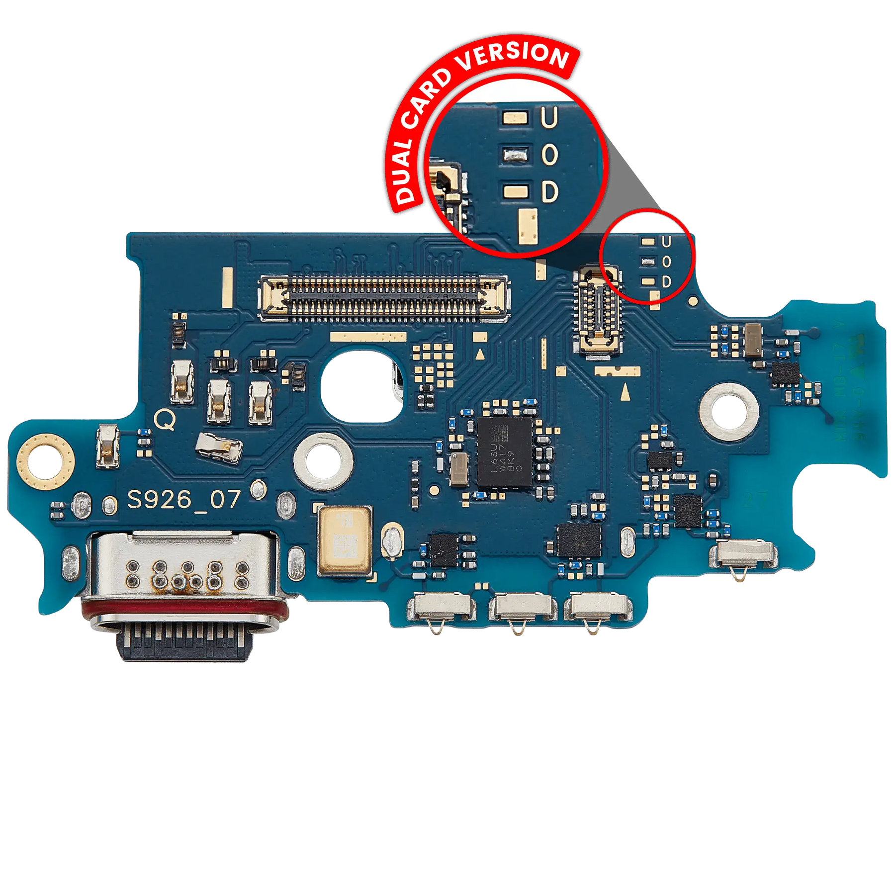 Charging Port Board With Sim Card Reader Compatible For Samsung Galaxy S24 Plus 5G (S9260) (Dual Card Version) (Premium)