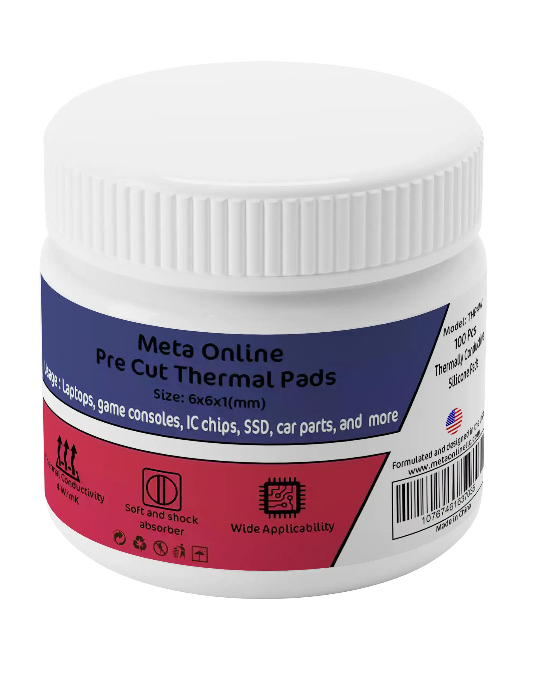 Pre Cut Thermal Pads SSD-RAM- IC (12 x 12 x 1 mm) (100 Pack) (Meta Online)