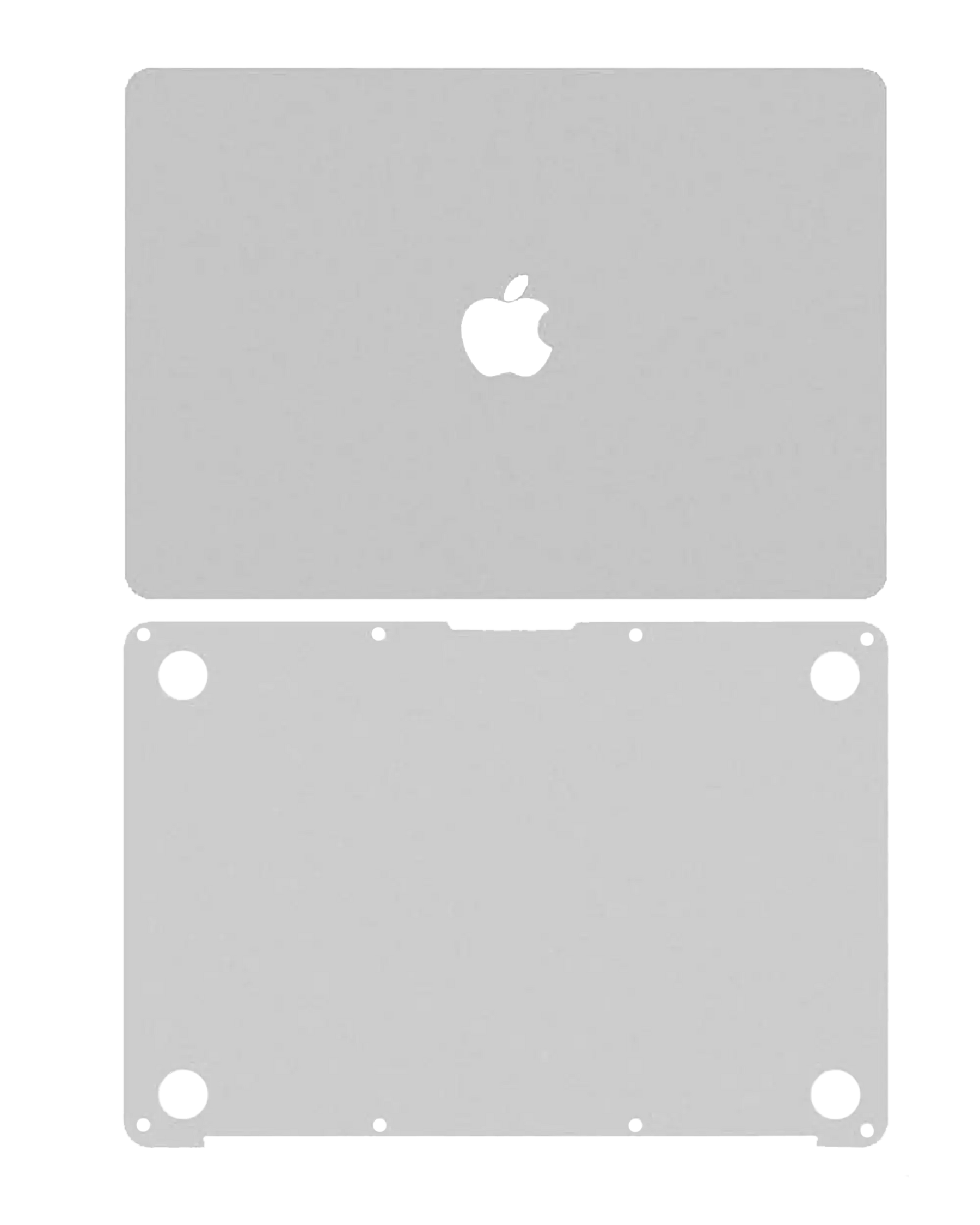 2 in 1 (Top and Bottom) Skin Compatible For MacBook Retina 12" (A1534 / Early 2015 / Early 2016 / Mid 2017) (Silver)