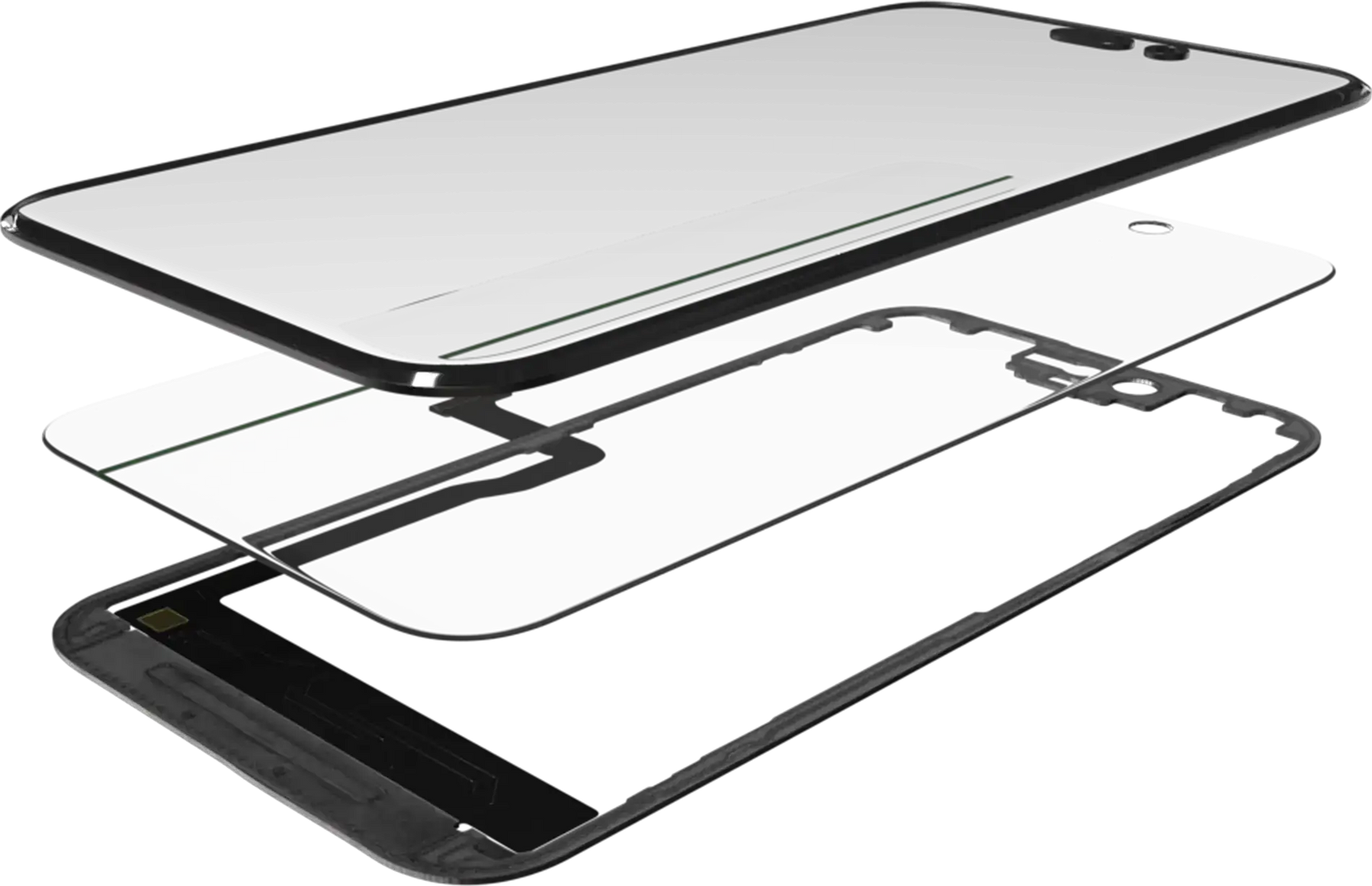 3 in 1 (Glass With OCA Pre-Installed + Frame) Compatible For iPhone 15 Pro (OCA Master)