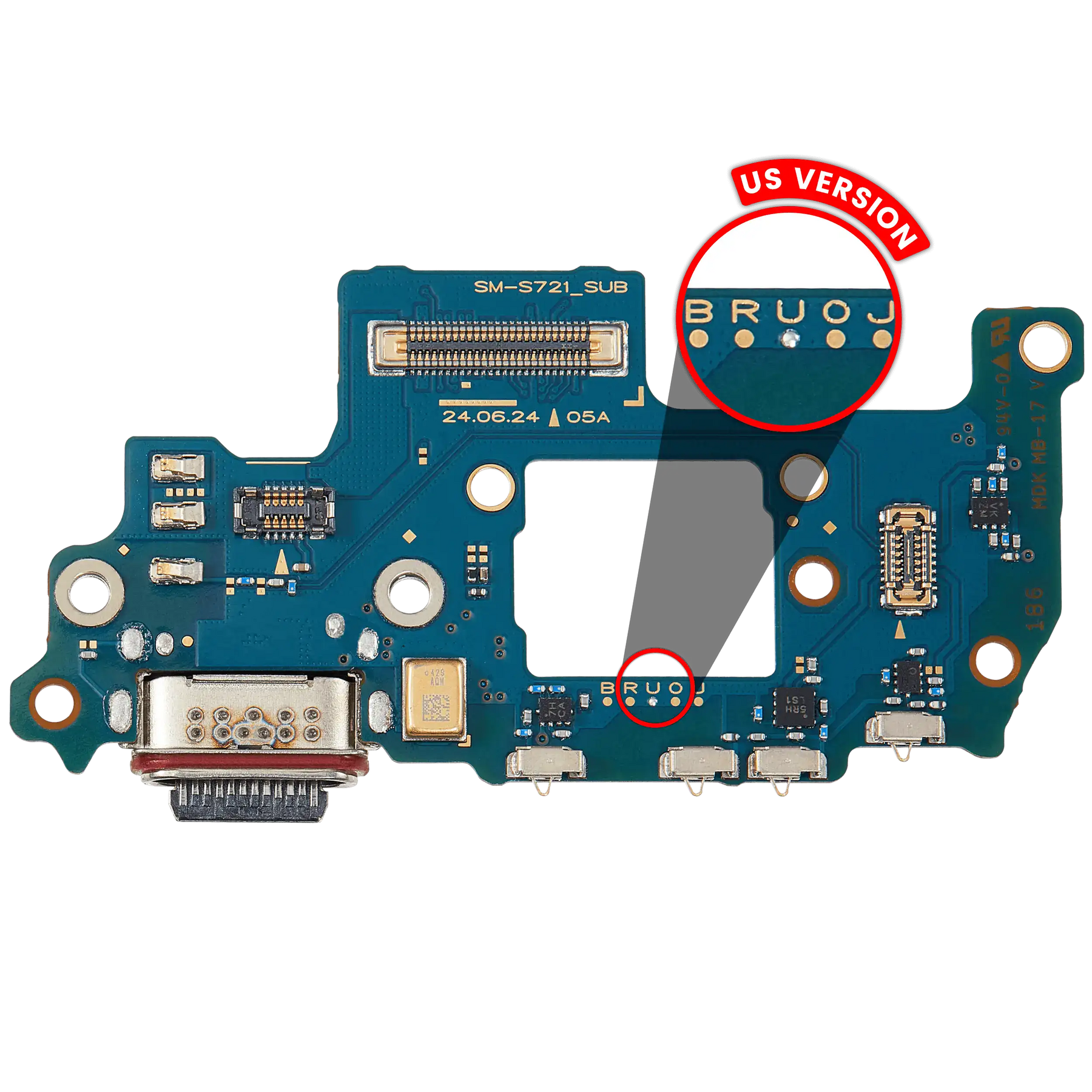 Charging Port Board Compatible For Samsung Galaxy S24 FE 5G (S721U) (US Version) (Premium)