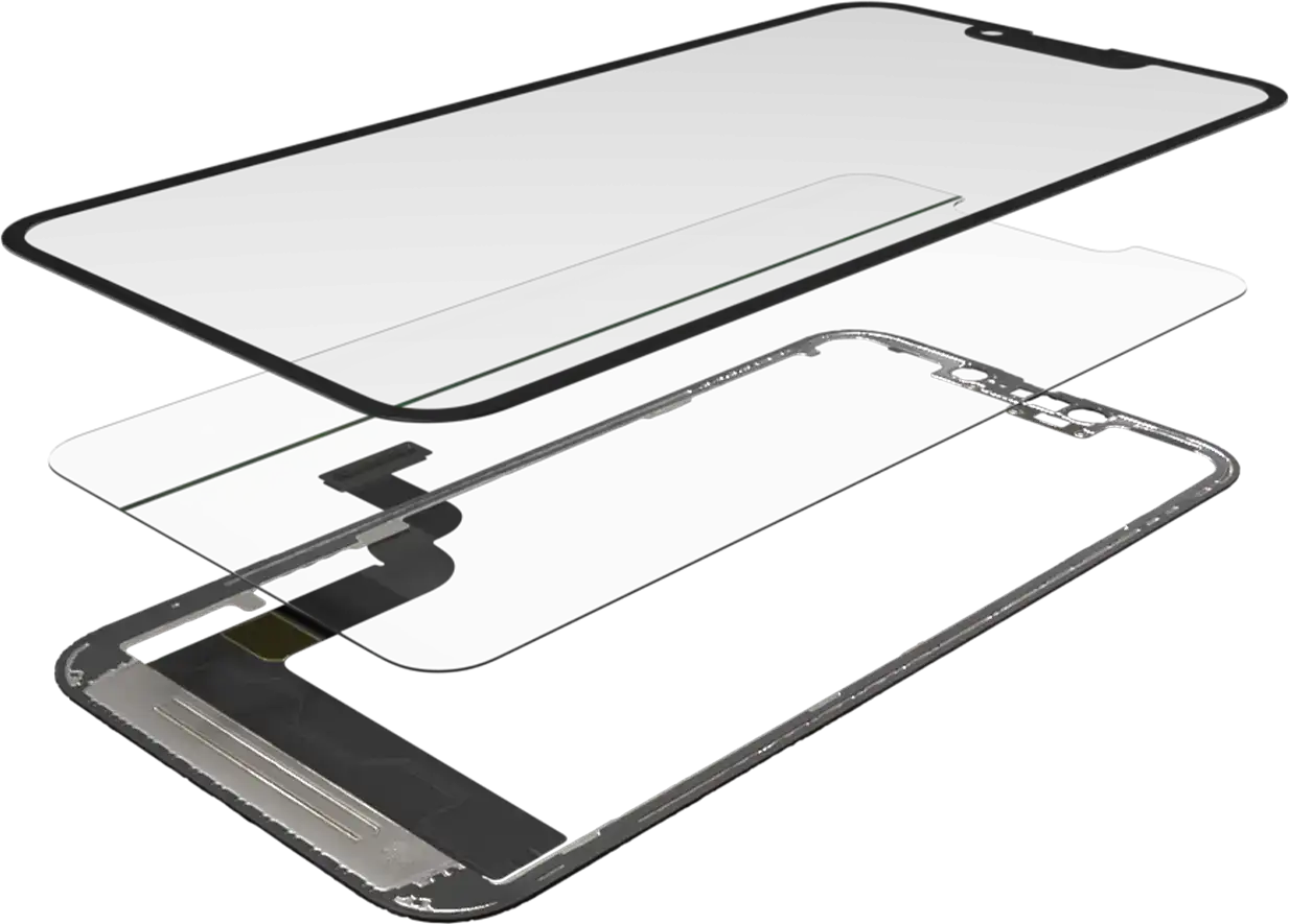 3 in 1 (Glass With OCA Pre-Installed + Frame) Compatible For iPhone 13 (OCA Master)