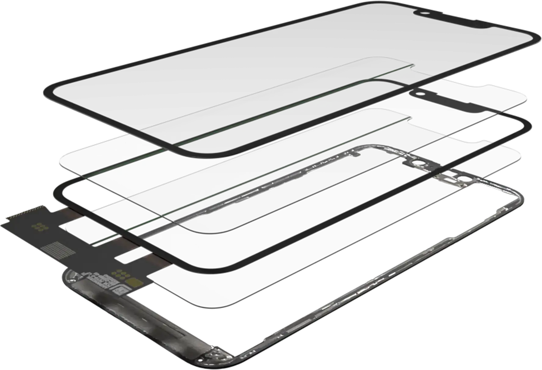 4 in 1 Short Flex (Digitizer Touch With Glass + OCA + Frame Pre-installed) Compatible For iPhone 13 Pro (OCA Master)