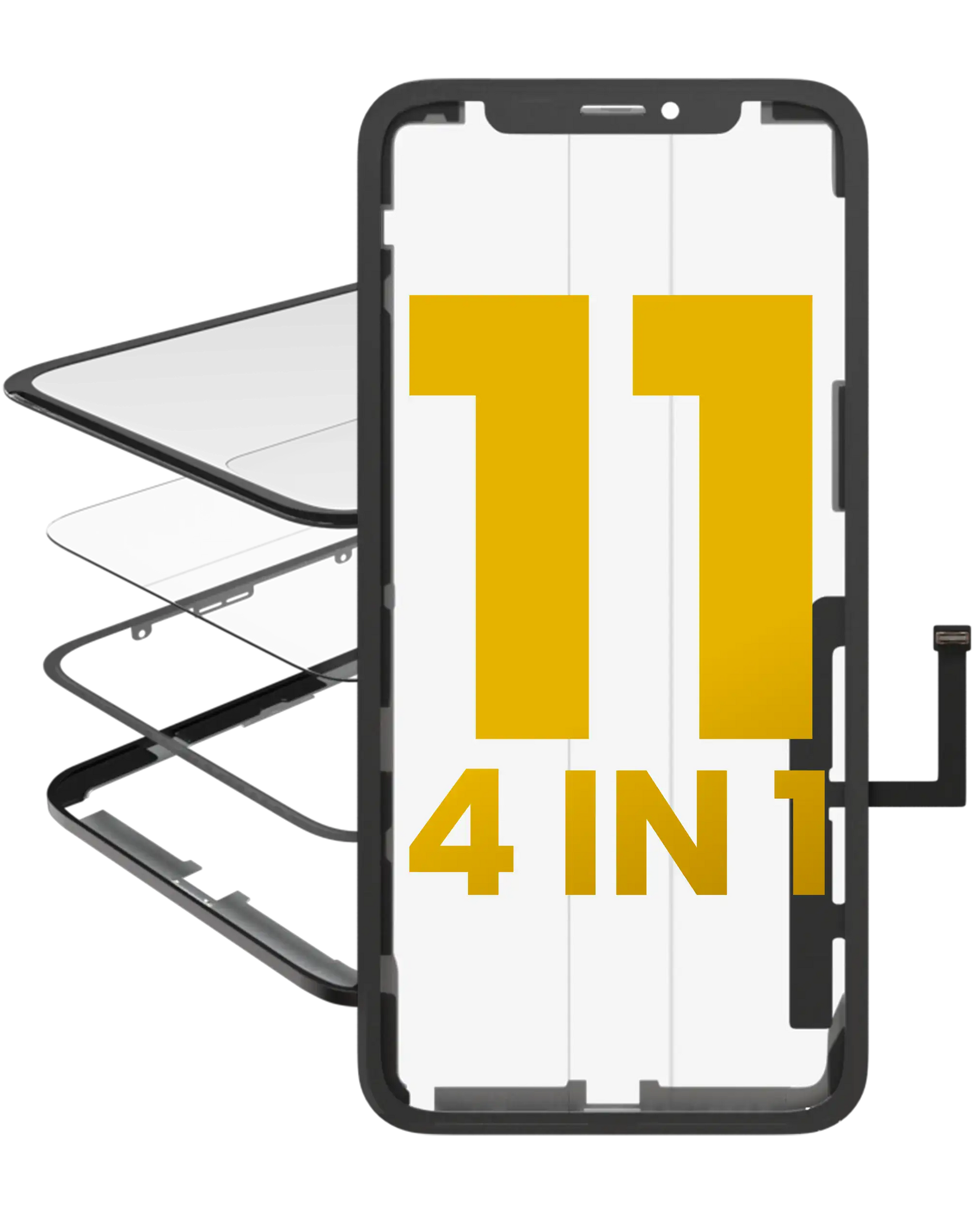 4 in 1 (Glass With OCA Pre-Installed + Frame + Digitizer ) Compatible For iPhone 11 (OCA Master)