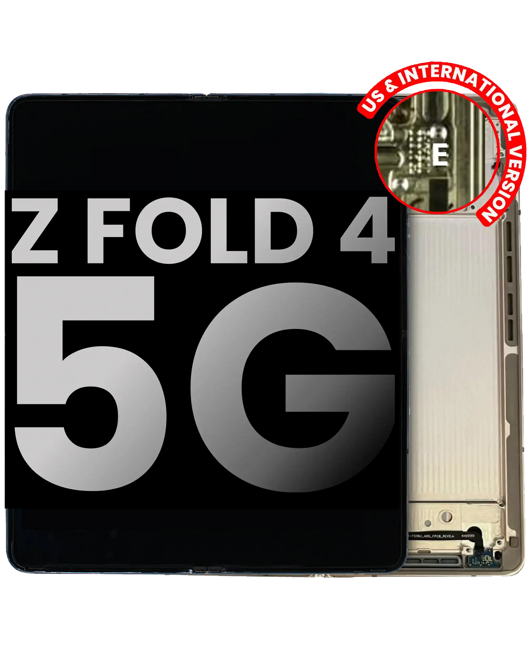 Inner OLED Assembly With Frame Compatible For Samsung Galaxy Z Fold 4 5G Replacement (US & International) (Used OEM Pull: Grade B/C) (Beige)