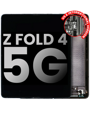 Inner OLED Assembly With Frame Compatible For Samsung Galaxy Z Fold 4 5G Replacement (US & International) (Used OEM Pull: Grade B/C) (Phantom Black)