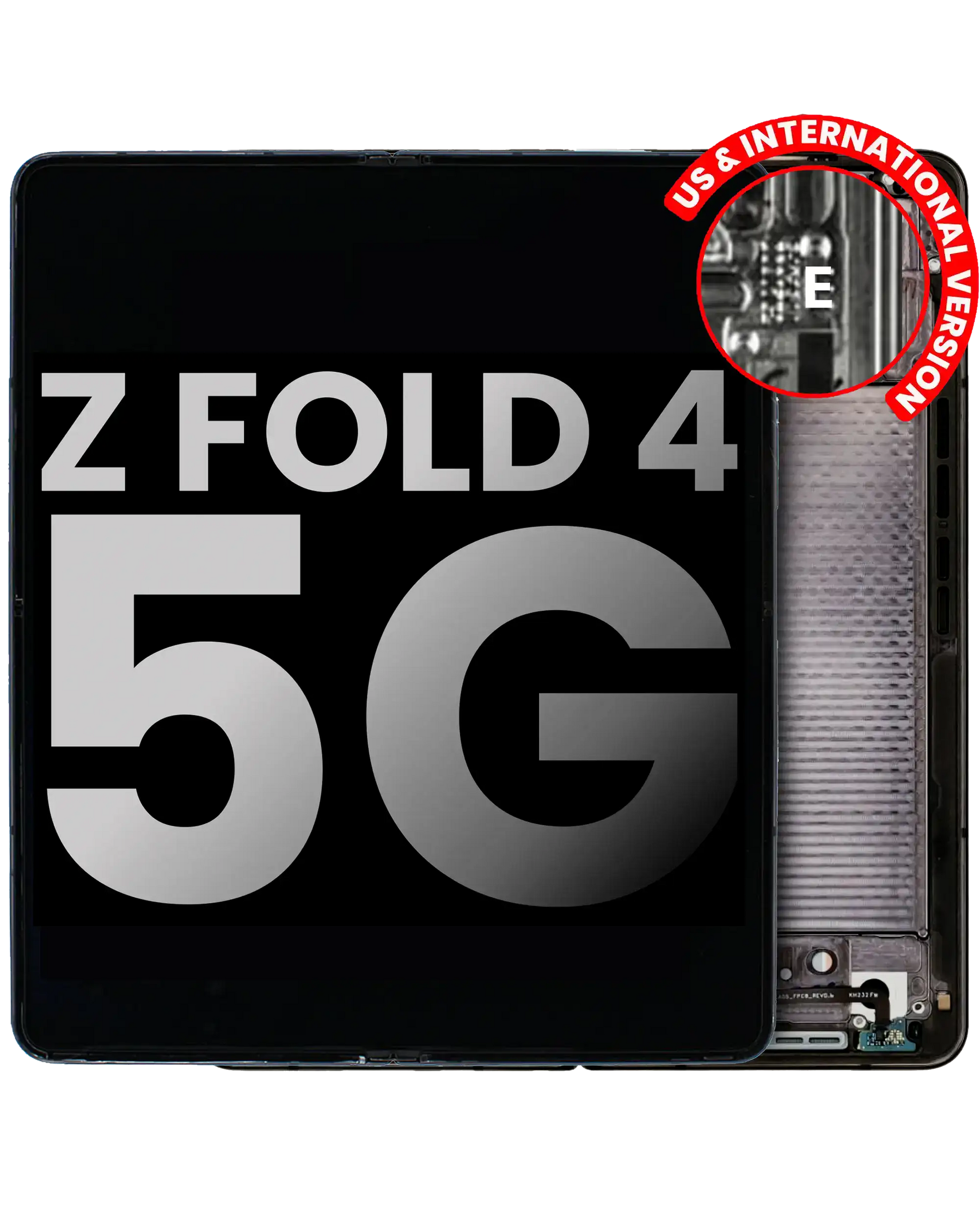 Inner OLED Assembly With Frame Replacement  Compatible For Samsung Galaxy Z Fold 4 5G (US & International) (Used OEM Pull: Grade A) (Phantom Black)