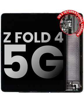 Inner OLED Assembly With Frame Replacement  Compatible For Samsung Galaxy Z Fold 4 5G (US & International) (Used OEM Pull: Grade A) (Phantom Black)