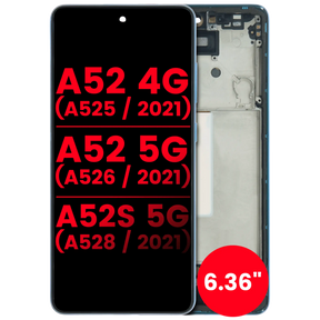 Replacement OLED Assembly With Frame Compatible For Samsung Galaxy A52 4G (A525 / 2021) / A52 5G (A526 / 2021) / A52S 5G (A528 / 2021) (6.36") (Vemake) (Awesome Blue)