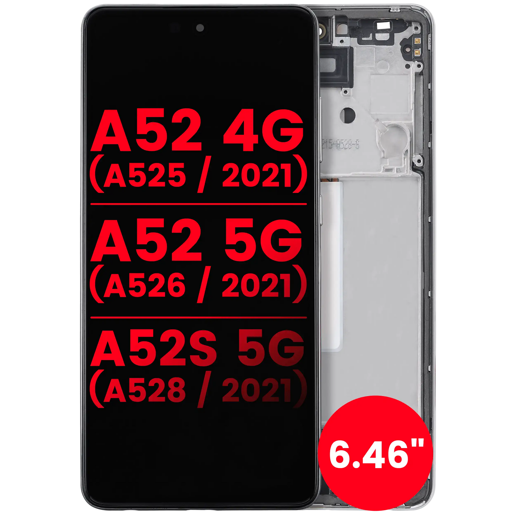 Replacement OLED Assembly With Frame Compatible For Samsung Galaxy A52 4G (A525 / 2021) / A52 5G (A526 / 2021) / A52S 5G (A528 / 2021) (6.46") (Vemake) (Awesome White)