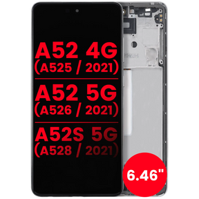Replacement OLED Assembly With Frame Compatible For Samsung Galaxy A52 4G (A525 / 2021) / A52 5G (A526 / 2021) / A52S 5G (A528 / 2021) (6.46") (Vemake) (Awesome White)
