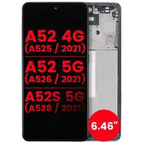OLED Assembly With Frame Compatible For Samsung Galaxy A52 4G (A525 / 2021) / A52 5G (A526 / 2021) / A52S 5G (A528 / 2021) (6.46") (Vemake) (Awesome Black)