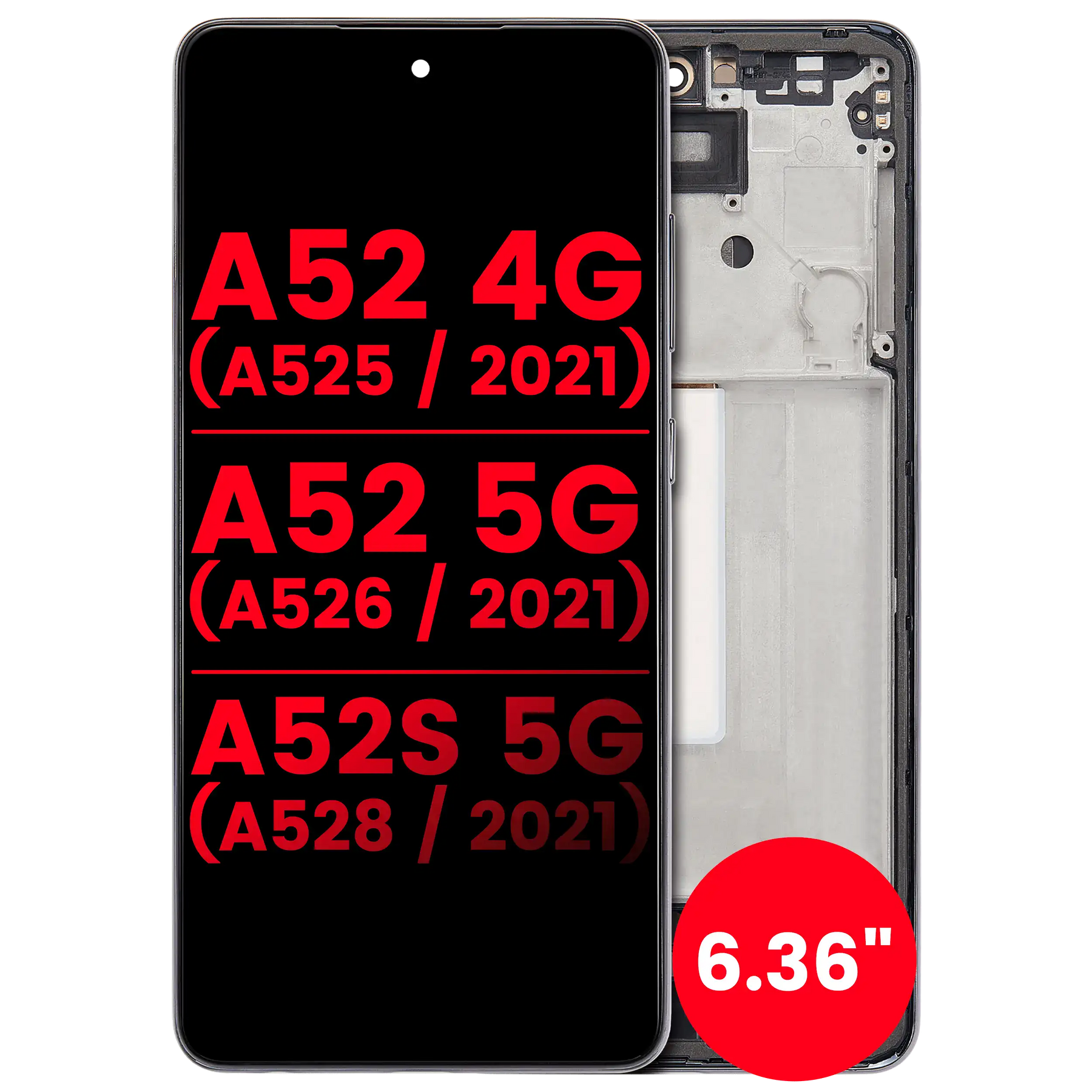 OLED Assembly With Frame Compatible For Samsung Galaxy A52 4G (A525 / 2021) / A52 5G (A526 / 2021) / A52S 5G (A528 / 2021) (6.36") (Vemake) (Awesome Black)