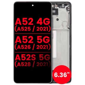 OLED Assembly With Frame Compatible For Samsung Galaxy A52 4G (A525 / 2021) / A52 5G (A526 / 2021) / A52S 5G (A528 / 2021) (6.36") (Vemake) (Awesome Black)