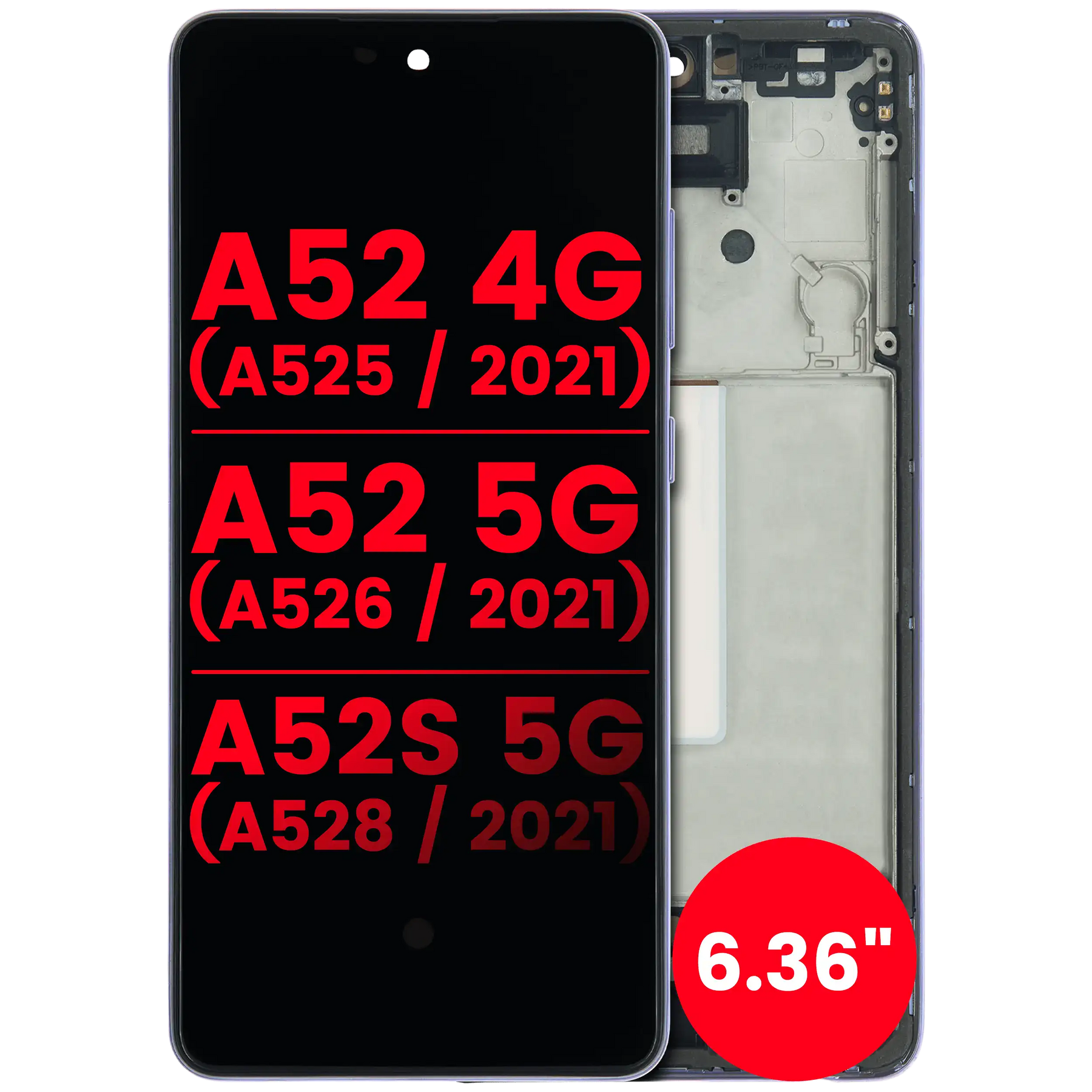 OLED Assembly With Frame Compatible For Samsung Galaxy A52 4G (A525 / 2021) / A52 5G (A526 / 2021) / A52S 5G (A528 / 2021) (6.36") (Vemake) (Awesome Violet)