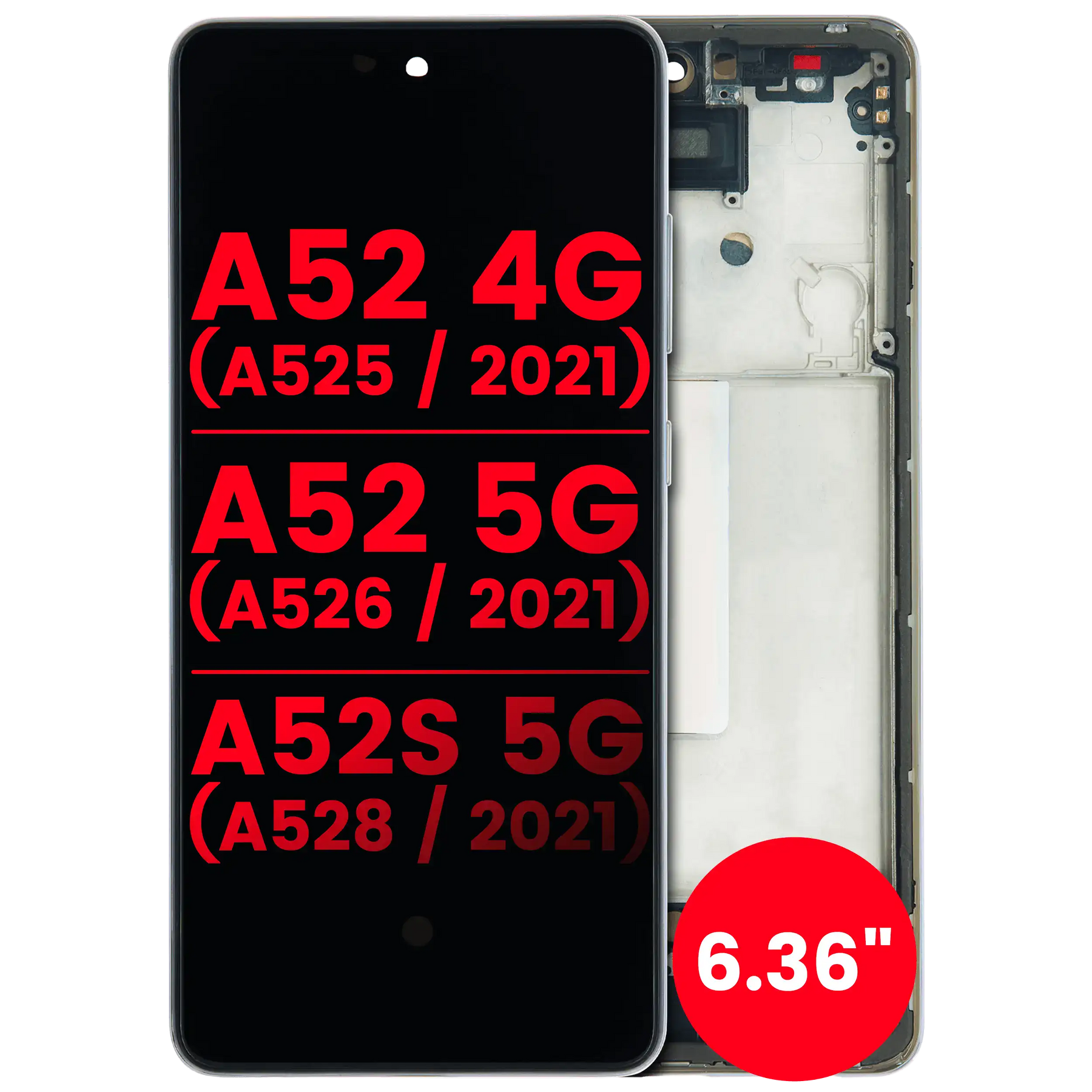 OLED Assembly With Frame Compatible For Samsung Galaxy A52 4G (A525 / 2021) / A52 5G (A526 / 2021) / A52S 5G (A528 / 2021) (6.36") (Vemake) (Awesome White)