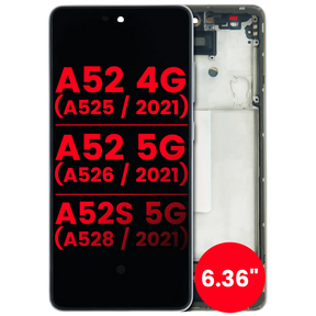 OLED Assembly With Frame Compatible For Samsung Galaxy A52 4G (A525 / 2021) / A52 5G (A526 / 2021) / A52S 5G (A528 / 2021) (6.36") (Vemake) (Awesome White)
