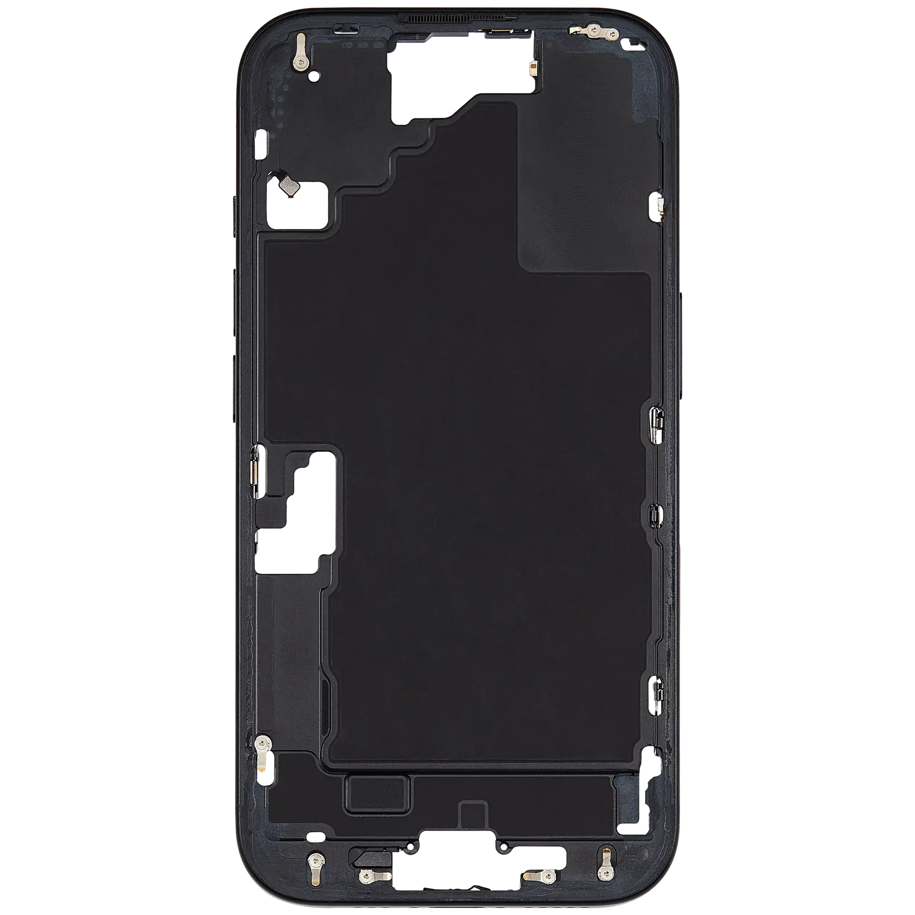 Mid-Frame Housing With Power And Volume Button Compatible For iPhone 16 (US Version) (Used OEM Pull: Grade A) (Black)