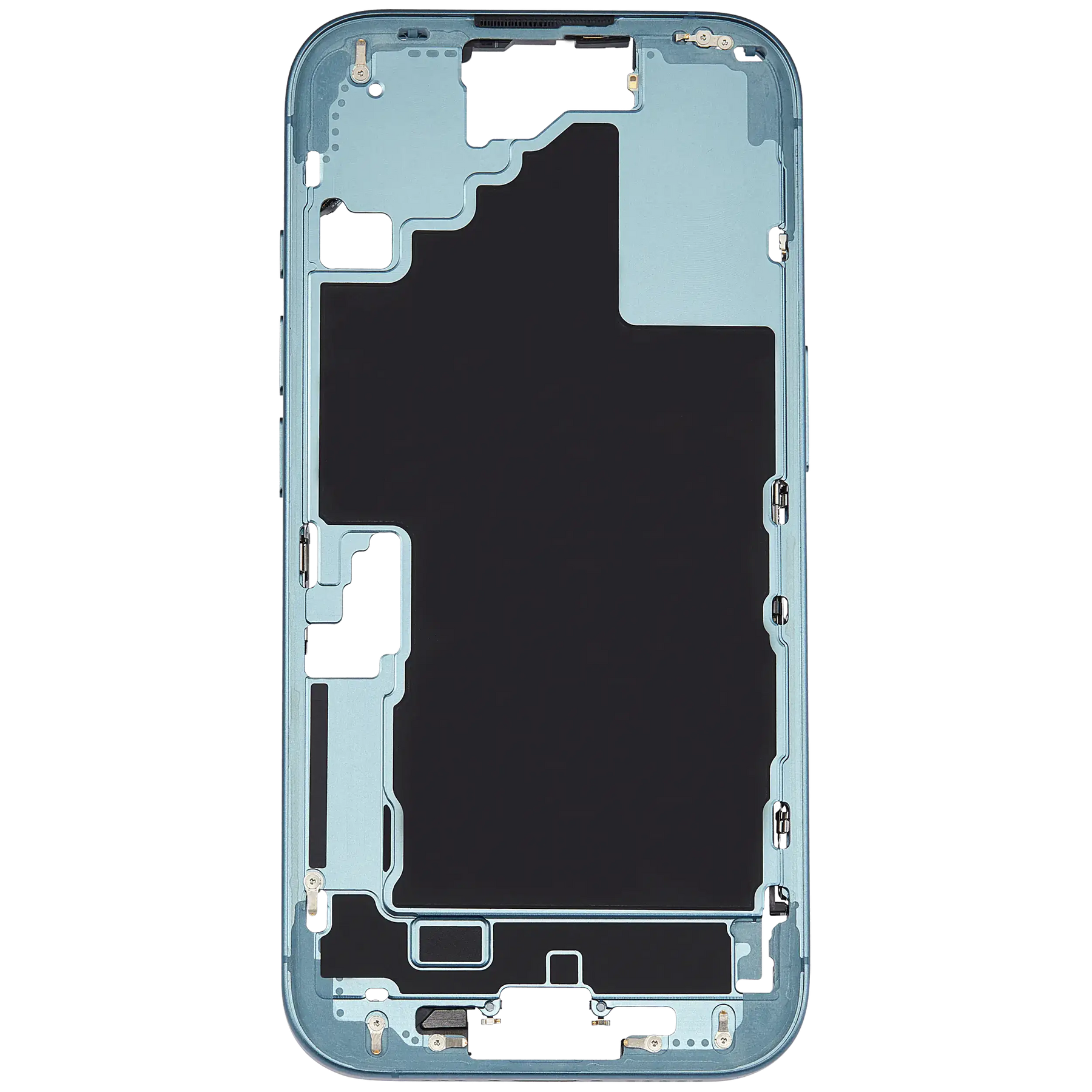Mid-Frame Housing With Power And Volume Button Compatible For iPhone 16 (US Version) (Used OEM Pull: Grade A) (Teal)