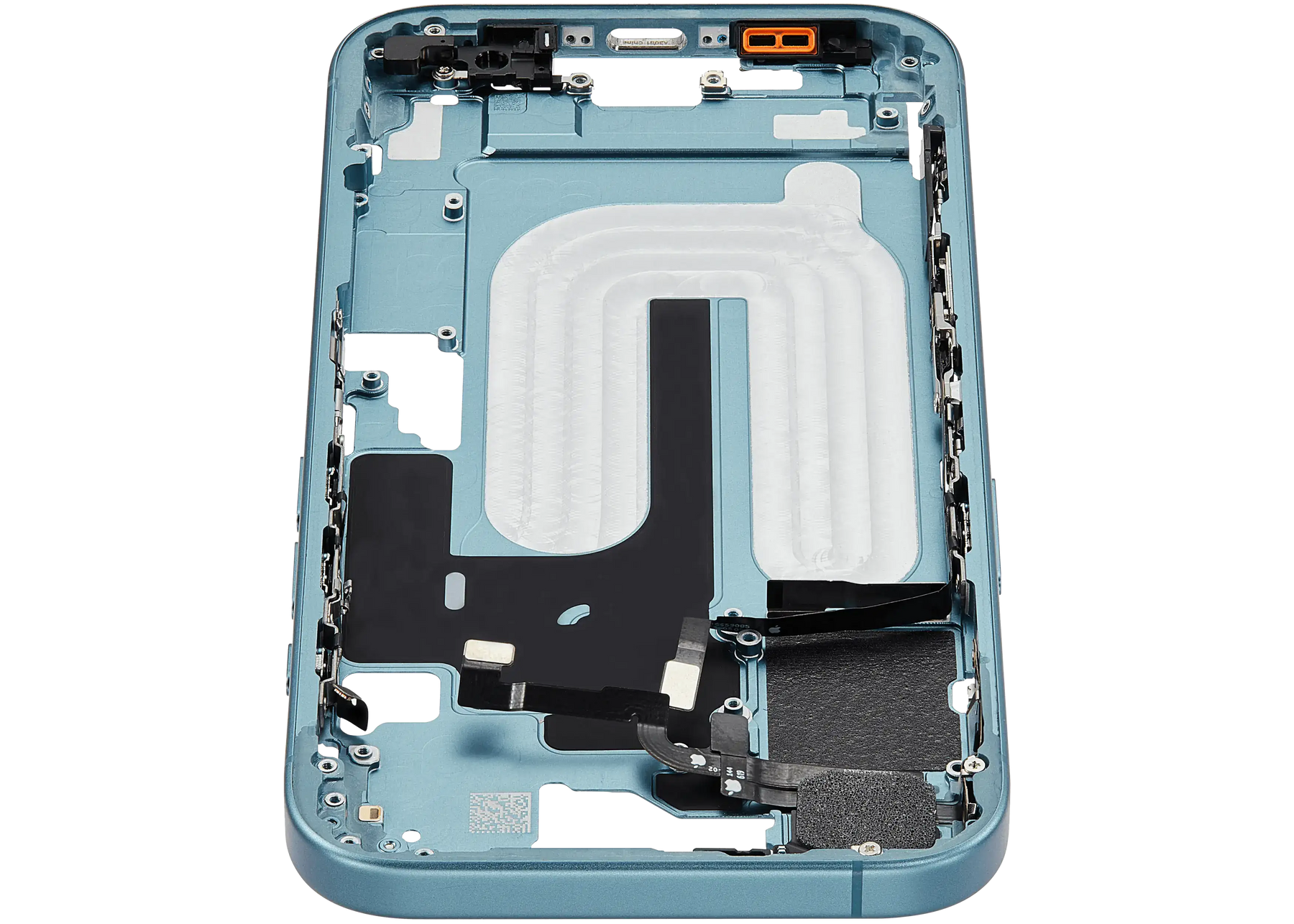 Mid-Frame Housing With Power And Volume Button Compatible For iPhone 16 (US Version) (Used OEM Pull: Grade A) (Teal)