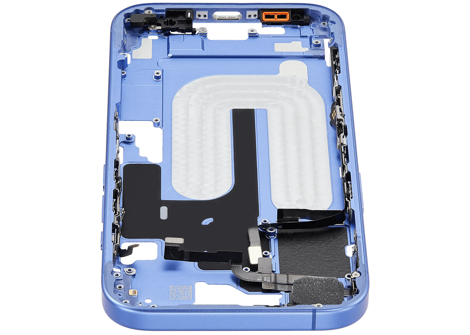 Mid-Frame Housing With Power And Volume Button Compatible For iPhone 16 (US Version) (Used OEM Pull: Grade A) (Ultramarine)